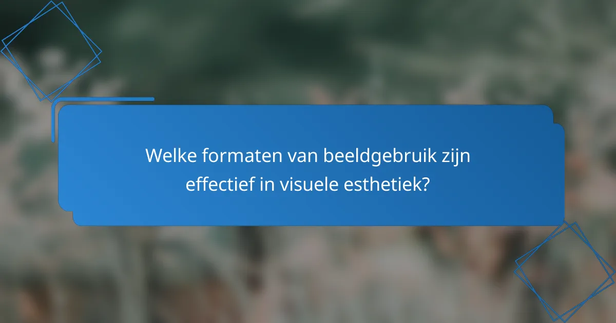 Welke formaten van beeldgebruik zijn effectief in visuele esthetiek?